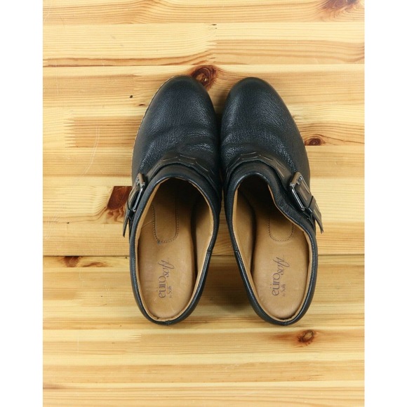 Euro Soft by Sofft Leather Shoes Women's Size 9M Black Clog Mules Heels - Picture 7 of 9